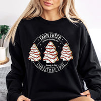 Retro Holiday Snack Cake Crewneck, Farm Fresh Christmas Tree Cakes Sweatshirt, Vintage Xmas Baking Sweater, Sweet Tooth Foodie Present