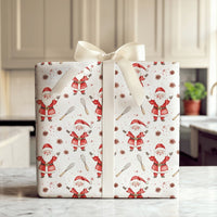 Pinecone and Whisk Gift Wrap Roll, Baking Santa Christmas Wrapping Paper, Culinary Chef Present Paper, Holiday Baker Gift Wrap