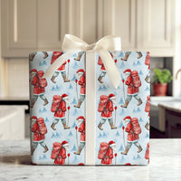 Watercolor Outdoor Santa Wrapping Paper, Hiking Santa Christmas Wrapping Paper, Winter Hiker Claus Wrapping Paper, Nature Lover Gift Wrap