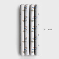 Watercolor Winter Scene Gift Wrap, Carrying Christmas Tree Wrapping Paper, Nostalgic Holiday Wrapping Paper, Festive Gift Wrap Roll