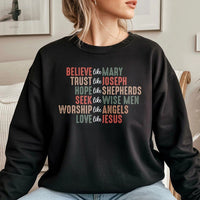 Christian Christmas Sweatshirt, Believe Like Mary Christmas Sweatshirt, Religious Holiday Crewneck, Faith Graphic Sweatshirt, Xmas Present