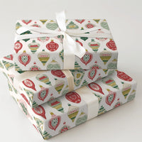 Retro Christmas Ornament Gift Wrap, Vintage Ornament Wrapping Paper, Festive Xmas Ornament Wrapping Paper, Colorful Holiday Wrapping Paper