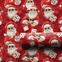 Video Game Santa Christmas Gift Wrap, Gamer Santa Poker Wrapping Paper, Humorous Gaming Holiday Wrapping Paper, Red Card Player Gift Wrap