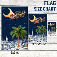 Santa Sleigh Palm Tree Yard Flag, South Carolina Christmas Garden Flag, Double-Sided Coastal Holiday Flag, Winter Lawn Decor Present