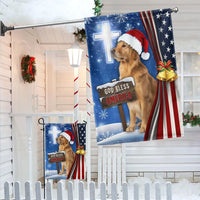 God Bless America Lawn Flag, Golden Retriever Christmas Garden Flag, Patriotic Holiday Yard Flag, Christian Cross Outdoor Flag