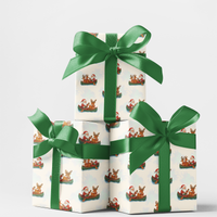 Christmas Holiday Gift Wrap, Santa and Reindeer Canoeing Wrapping Paper, Festive Outdoor Santa Wrapping Paper Roll, Xmas Present