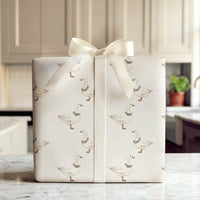Farmhouse Wreath Goose Gift Wrap, Watercolor Goose Christmas Wrapping Paper, Winter Bird Wrapping Paper, Rustic Holiday Gift Wrap Roll