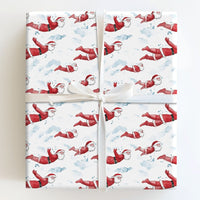 Whimsical Christmas Cloud Gift Wrap, Superhero Flying Santa Wrapping Paper, Humorous Holiday Hero Wrapping Paper, Flying Santa Gift Wrap