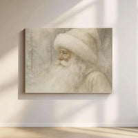 Winter Forest Portrait Wall Art, Vintage Santa Claus Canvas Print, Rustic Christmas Canvas Art, Neutral Holiday Canvas, Festive Xmas Decor