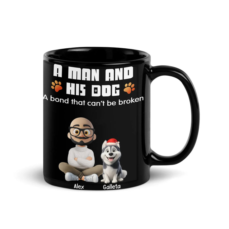 Personalized Cartoon Pet Portrait Mug, Custom Dog Dad Coffee Mug, Ceramic Dog Lover Cup, Father's Day and Christmas Present for Husband