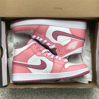 Mid Top Sneakers, White Pink Colorway, Valentine Design, Lace Up Design, Casual Gift for Sneaker Fans