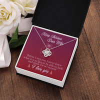 18k Gold Stainless Steel Love Knot Pendant, Christmas Love Knot Necklace for Wife, Message Card Holiday Necklace, Romantic Present for Her