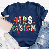 Custom Family Holiday Shirt, Personalized Christmas Lights Name T-Shirt, Adorable Festive Graphic Tee, Matching Christmas Crewneck T-Shirt