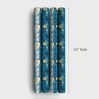 Blue Nativity Scene Gift Wrap, Unto Us a Child Is Born Wrapping Paper, Star of Bethlehem Paper, Christian Christmas Holiday Present Wrap