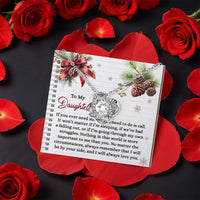 Rotating Rose Gift Box, Daughter Love Knot Necklace, White or Yellow Gold Knot Pendant, Meaningful Birthday Christmas Present for Daughter