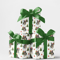 Santa Hat Dog Gift Wrap, Boston Terrier Christmas Wrapping Paper, Festive Boston Terrier Wrapping Paper, Boston Terrier Holiday Gift Wrap