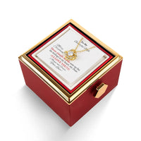 Rotating Rose Box CZ Knot Pendant, Love Knot Necklace for Wife, White Yellow Gold Love Knot Necklace, Romantic Christmas Anniversary Present