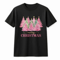 Watercolor Festive Holiday T-Shirt, Pink Christmas Tree T-Shirt, Adorable Merry Christmas Shirt, Girly Pastel Xmas Graphic Tee, Holiday Present