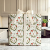 Festive Woodland Bunny Gift Wrap, Watercolor Bunny Christmas Wrapping Paper, Adorable Winter Rabbit Bunny Wrapping Paper, Holiday Gift Wrap