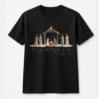The Greatest Present of All Shirt, Nativity Scene T-Shirt, Christian Christmas Tee, Religious Holiday Graphic T-Shirt, Faith Present
