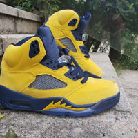 Sneakers, Blue Yellow Colorway, Lace Up Design, Casual Gift for Sneaker Fans