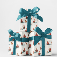 Winter Fisherman Gift Wrap, Santa Ice Fishing Wrapping Paper, Humorous Christmas Wrapping Paper, Outdoorsman Gift Wrap, Cabin Wrapping Paper