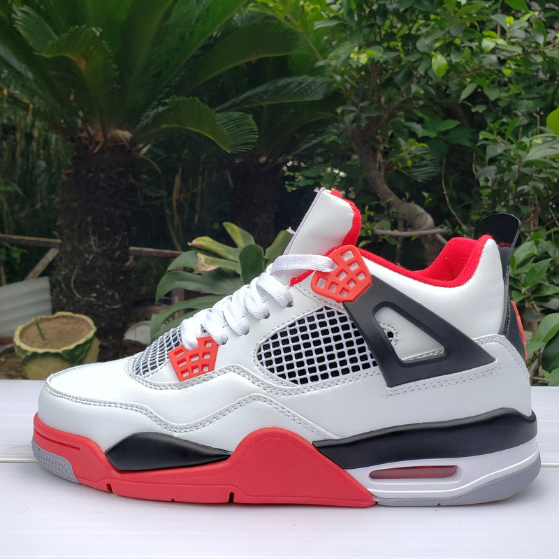 Sneakers, White Black Red Colorway, Lace Up Design, Casual Gift for Sneaker Fans