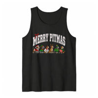 Humorous Pitbull Christmas Tank, Merry Pitmas Tank Top, Pit Bull Mom Sleeveless Tee, Holiday Dog Lover Tank, Christmas Present for Pitbull Mom