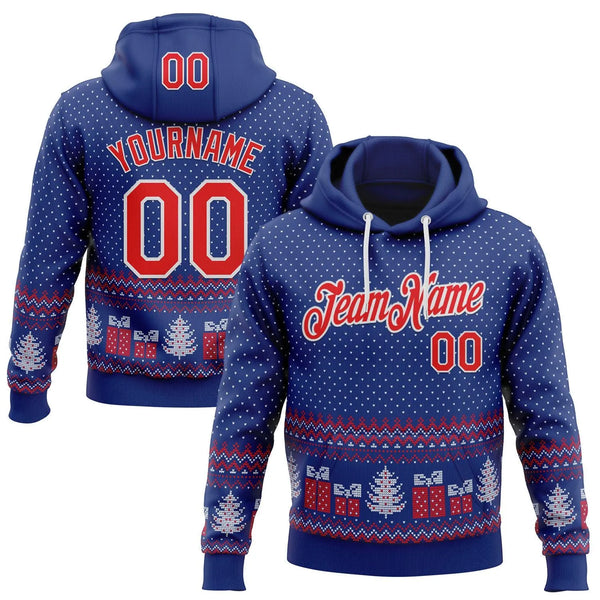 3D Festive Holiday Print Hoodie, Custom Christmas Ugly Sweater Hoodie, Personalized Name Number Sweatshirt, Sports Fan Xmas P