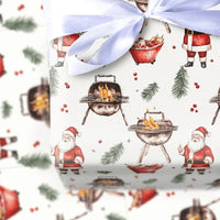 Humorous Holiday Cookout Wrapping Paper, Thumbs Up BBQ Santa Wrapping Paper, Christmas Grilling Wrapping Paper, Festive BBQ Gift Wrap Roll
