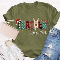 Custom Name Holiday Educator Shirt, Personalized Christmas Teacher T-Shirt, Festive Winter Graphic Tee, Christmas Teacher Present