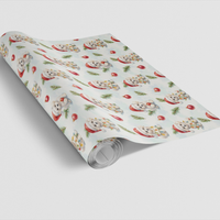 Watercolor Dog in Santa Hat Gift Wrap, Adorable Puppy Christmas Wrapping Paper, Festive Winter Dog Wrapping Paper, Holiday Gift Wrap Roll