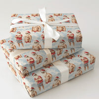 Humorous Gag Christmas Gift Wrap, Buff Santa Wrapping Paper, Shirtless Summer Holiday Wrapping Paper, White Elephant Party Wrapping Paper Roll
