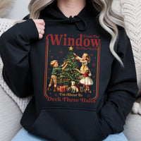 Retro Deck the Halls Hooded Sweatshirt, Humorous Christmas Hoodie, Holiday Graphic Pullover Hoodie, Winter Xmas Sweater Present for Family