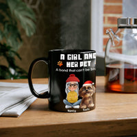 Personalized Girl and Pet Coffee Mug with Names, Custom Dog Mom Ceramic Mug, Holiday Christmas Drinkware, Dog Lover Birthday Cup
