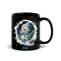 Personalized Name 3D Winter Coffee Mug, Custom Snowman Ceramic Mug, Adorable Holiday Tea Coffee Cup, Christmas Mug Present for Coffee Lovers
