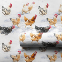 Watercolor Farm Animal Gift Wrap, Chicken Christmas Wrapping Paper, Winter Rooster Wrapping Paper, Rustic Holiday Gift Wrap, Farm Xmas Roll
