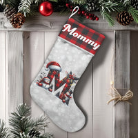 Buffalo Plaid Christmas Stocking, Personalized Letter M Christmas Stocking, Monogram Initial Holiday Stocking, Rustic Family Mantel Present