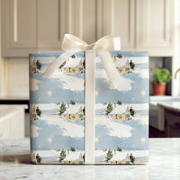 Comfy Cottage Gift Wrap, Winter Cottage Wrapping Paper, Watercolor Snow Scene Holiday Paper, Christmas Gift Wrapping Paper Roll