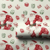 Gamer Santa Gift Wrap, Santa Rolling Dice Wrapping Paper, Humorous Christmas Wrapping Paper, Vegas Santa Claus Holiday Present Gift Wrap Roll