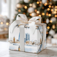 Watercolor Big Ben Gift Wrap, London Skyline Christmas Wrapping Paper, Winter Cityscape Wrapping Paper, Travel Lover Holiday Gift Wrap