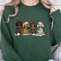 Holiday Wiener Dog Sweater, Dachshund Christmas Sweatshirt, Adorable Retro Animal Aesthetic Pullover, Festive Dog Mom Xmas Crewneck
