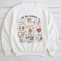 Medical Holiday Doodle Sweatshirt, Nurse Christmas Sweatshirt, Healthcare Worker Xmas Crewneck, Adorable Nursing Winter Graphic Sweatshirt