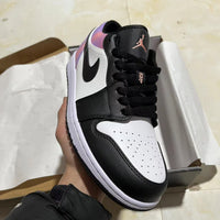 Mid Top Sneakers, White Black Pink Colorway, Lace Up Design, Casual Gift for Sneaker Fans