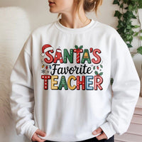 Humorous Christmas Teacher Shirt, Santa's Favorite Teacher Sweatshirt, Holiday Classroom Crewneck, Winter School Pullover, Xmas Teacher Present