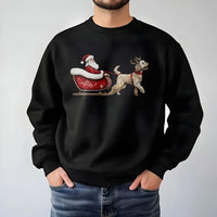 Santa Sleigh Dog Lover Sweatshirt, Goldendoodle Christmas Sweatshirt, Adorable Xmas Puppy Graphic Crewneck, Holiday Pet Owner Present Sweatshirt