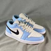 Low Top Sneakers, Blue White Colorway, Lace Up Design, Casual Gift for Sneaker Fans