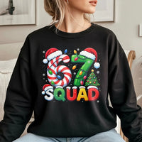 Candy Cane Number Holiday Crewneck, 67 Squad Christmas Sweatshirt, Matching Family Xmas Sweater, Festive Group Pullover Sweatshirt