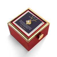 Rotating Rose Box CZ Crystal Pendant Necklace, Love Knot Necklace for Wife, Romantic Christmas Jewelry, Elegant Anniversary Present for Her