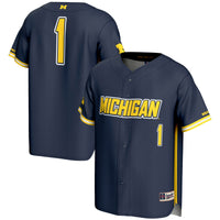 #1 Michigan Wolverines Lightweight Baseball Fashion Jersey - Navy